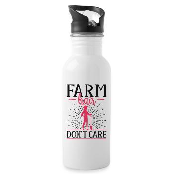 Farming Farmer Girl Female Farm - Water bottle with straw - white - Right
