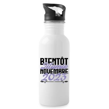 Annonce grossesse. bientôt Mamie Novembre 2023. - Gourde avec paille intégrée - blanc - Droite