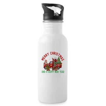 Joyeux Noël Bonne Année Homme en pain d’épices - Gourde avec paille intégrée - blanc - Droite