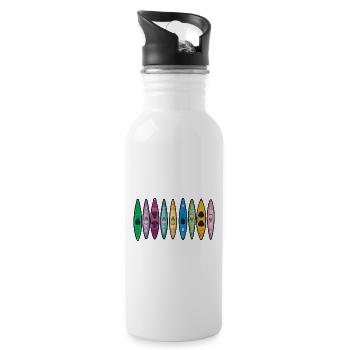 Kayaking Colorful Paddle Sport Pattern Art - Water bottle with straw - white - Right