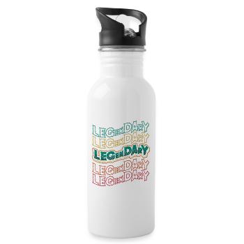 Fitnessstudio Bodybuilding Bein Tag - Trinkflasche mit integriertem Trinkhalm - Weiß - Rechts
