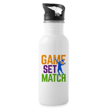 Tennisplatz Spruch Für Tennis - Trinkflasche mit integriertem Trinkhalm - Weiß - Rechts