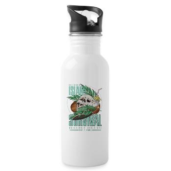 Bushcraft island Survival Dschungel Skull Geschenk - Trinkflasche mit integriertem Trinkhalm - Weiß - Rechts