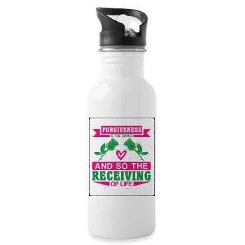 Forgiveness Is The Giving And So The Receiving - Water bottle with straw - white - Right