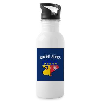 Fier de mes Racines Rhône-Alpes Bleu - Gourde avec paille intégrée - blanc - Droite