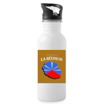 Fier de mes Racines La Réunion Or - Gourde avec paille intégrée - blanc - Droite