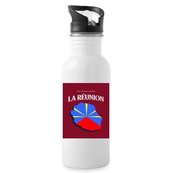Fier de mes Racines La Réunion Rouge - Gourde avec paille intégrée - blanc - Droite