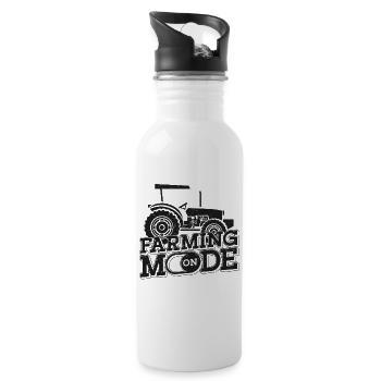 Farming Farmer Vintage Tractor - Trinkflasche mit integriertem Trinkhalm - Weiß - Rechts