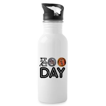 Zoo Day Animal Wildlife Africa Fans Family Trip - Water bottle with straw - white - Right