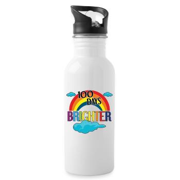 Schüler 100. Tag hellere Regenbogentage der Schule - Trinkflasche mit integriertem Trinkhalm - Weiß - Rechts