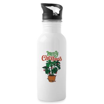 Christmas Monstera with lights Christmas tree - Water bottle with straw - white - Right