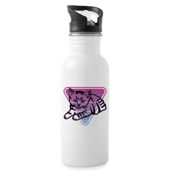 Retro Cat Graphic Cat for Cat Owners - Water bottle with straw - white - Right