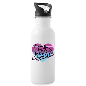Retro Cat Graphic Cat for Cat Owners - Water bottle with straw - white - Right