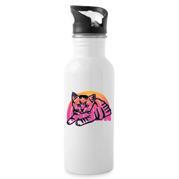 Retro Cat Graphic Cat for Cat Owners - Water bottle with straw - white - Right