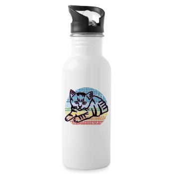 Retro Cat Graphic Cat for Cat Owners - Water bottle with straw - white - Right