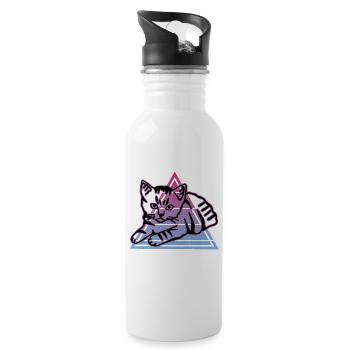 Retro Cat Graphic Cat for Cat Owners - Water bottle with straw - white - Right