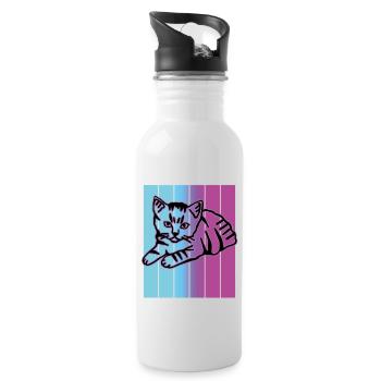 Chat graphique Retro Cat pour les propriétaires de chats - Gourde avec paille intégrée - blanc - Droite