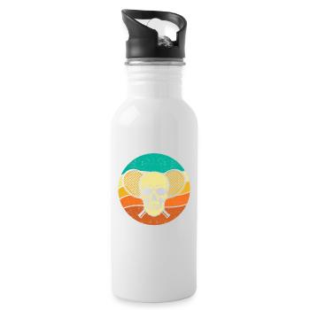 Tennis Skull Player Coach Fan Funny Sport - Water bottle with straw - white - Right