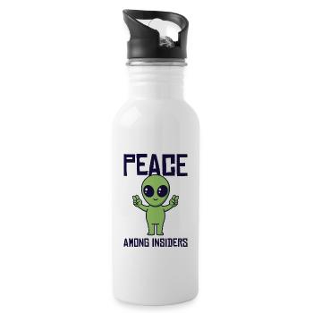 Alien Peace Alien Head Martian Space Outsider - Water bottle with straw - white - Right