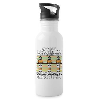 TISCHFUSSBALL MIT DEN STANGEN IN DEN HÄNDEN - Trinkflasche mit integriertem Trinkhalm - Weiß - Rechts