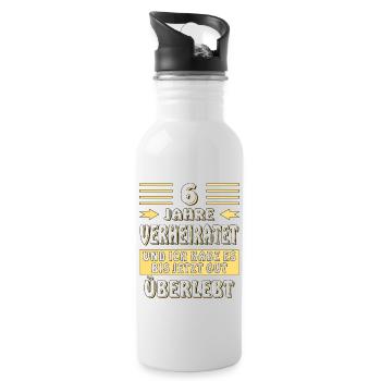 6 JAHRE VERHEIRATET - Trinkflasche mit integriertem Trinkhalm - Weiß - Rechts