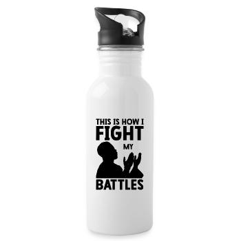 Jesus Worship Christan Fighting Battles Religious - Water bottle with straw - white - Right