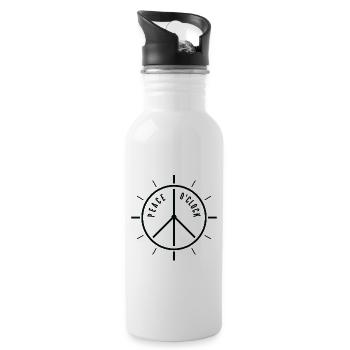 Peace Lover Clock Peace Time Optimistic Peace Sign - Water bottle with straw - white - Right