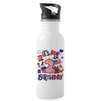 Es Ist Mein 2 Geburtstag Eagle 4. Juli - Trinkflasche mit integriertem Trinkhalm - Weiß - Rechts