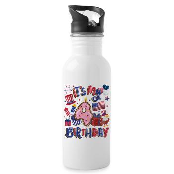 Es Ist Mein 4 Geburtstag Eagle 4. Juli - Trinkflasche mit integriertem Trinkhalm - Weiß - Rechts