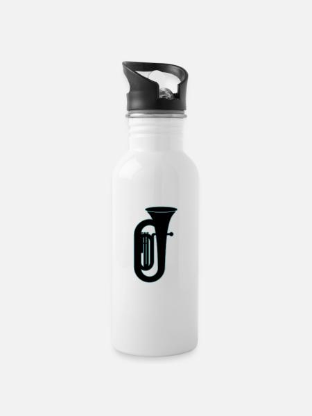 Tuba Spieler Tuba Musikinstrument - Trinkflasche mit integriertem Trinkhalm - Weiß