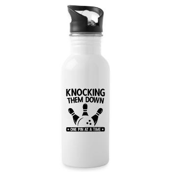 Bowling - Trinkflasche mit integriertem Trinkhalm - Weiß - Rechts