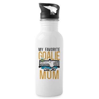 Water Polo Goalie Mom My Favorite - Trinkflasche mit integriertem Trinkhalm - Weiß - Rechts