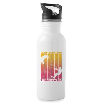Cancel Everything There Is Wind Funny Kitesurfing - Water bottle with straw - white - Right