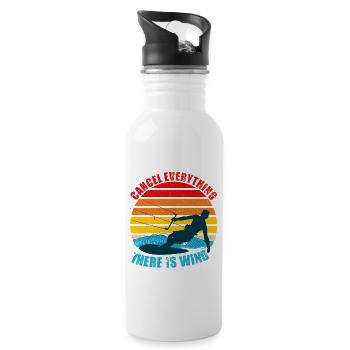 Cancel Everything There Is Wind Funny Kitesurfing - Water bottle with straw - white - Right