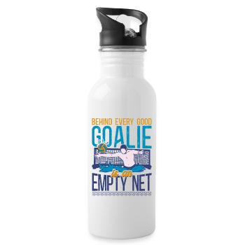 Water Polo Goalie Behind Every - Trinkflasche mit integriertem Trinkhalm - Weiß - Rechts