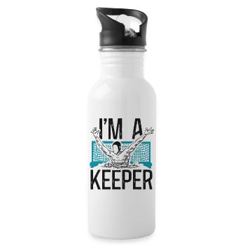 Water Polo Goalie I'm A Keeper - Trinkflasche mit integriertem Trinkhalm - Weiß - Rechts