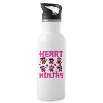 Herz Ninjas Liebe Japanische Kultur Ästhetik - Trinkflasche mit integriertem Trinkhalm - Weiß - Rechts
