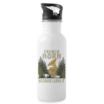 FRENCH HORN BECAUSE I LOVE IT - Water bottle with straw - white - Right