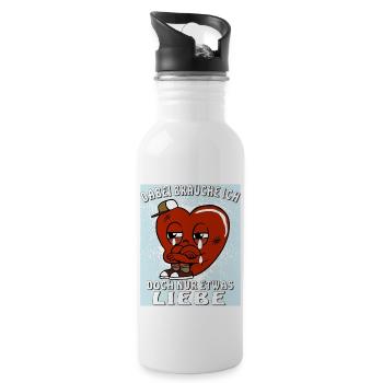LE CŒUR A JUSTE BESOIN D’UN PEU D’AMOUR - Gourde avec paille intégrée - blanc - Droite