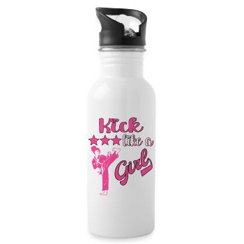 Karate Taekwondo Mädchen Frauen Karate Kick - Trinkflasche mit integriertem Trinkhalm - Weiß - Rechts