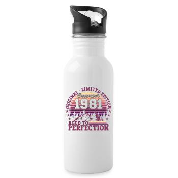 Original December 1981 41st birthday gift - Water bottle with straw - white - Right