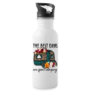 The Best Days Are Spent Camping - Water bottle with straw - white - Right
