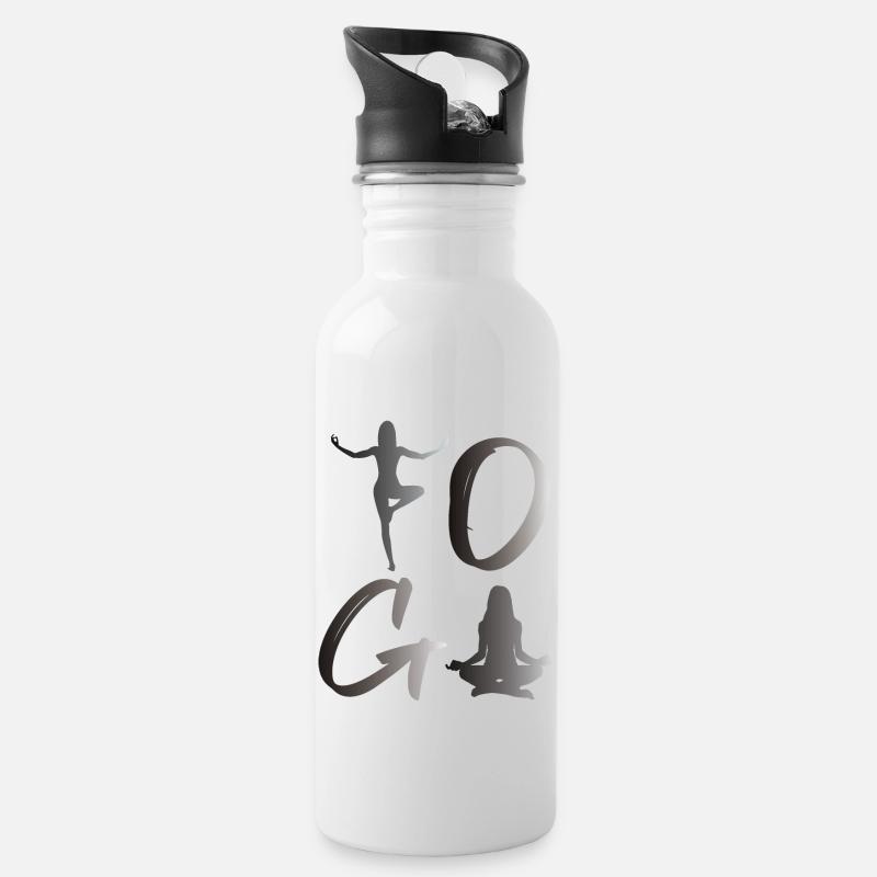 Yoga - Trinkflasche mit integriertem Trinkhalm - Weiß