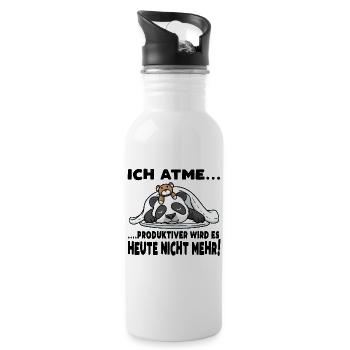 Schlafender Panda Mit Plüschtier Schlaf - Trinkflasche mit integriertem Trinkhalm - Weiß - Rechts