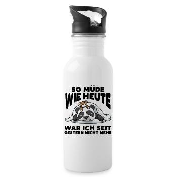 Schlafender Panda Mit Plüschtier Schlaf - Trinkflasche mit integriertem Trinkhalm - Weiß - Rechts
