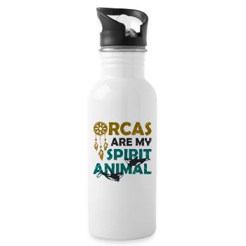 The orca is my soul animal, whale, orca. - Water bottle with straw - white - Right