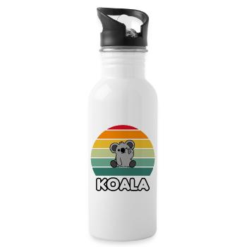 koala vintage retro - Water bottle with straw - white - Right
