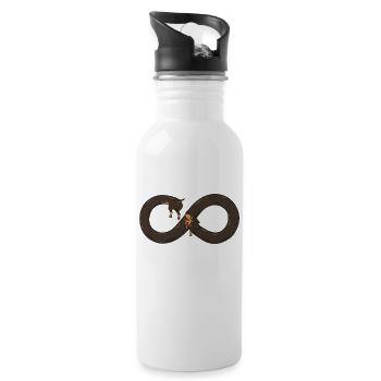 Lustiger Dackel unendlich langer Dackel - Trinkflasche mit integriertem Trinkhalm - Weiß - Rechts