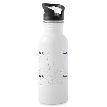 Zum Zocken Geboren Zum Arbeiten Gezwungen - Trinkflasche mit integriertem Trinkhalm - Weiß - Rechts