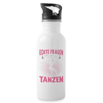Echte Frauen Können Tanzen. Dance Tanz Sprüche - Trinkflasche mit integriertem Trinkhalm - Weiß - Rechts
